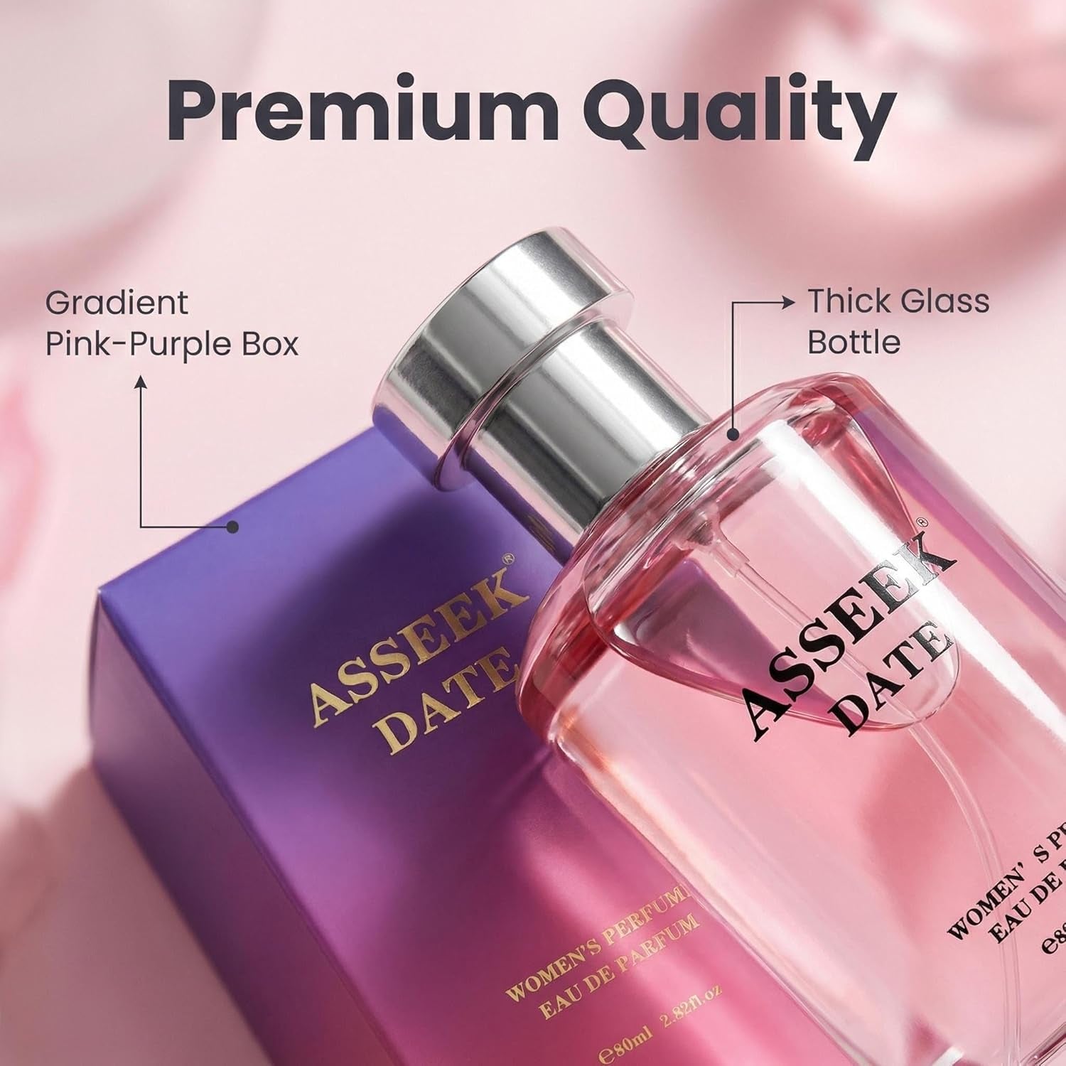 ASSEEK DATE Women’s Eau De Parfum 80ml / 2.82 fl oz – Long-Lasting Oriental Gourmand Perfume with Pistachio, Almond, Jasmine & Vanilla Notes