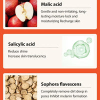 Active ingredients in Kazven Clear Skin: malic acid, salicylic acid, and sophora flavescens