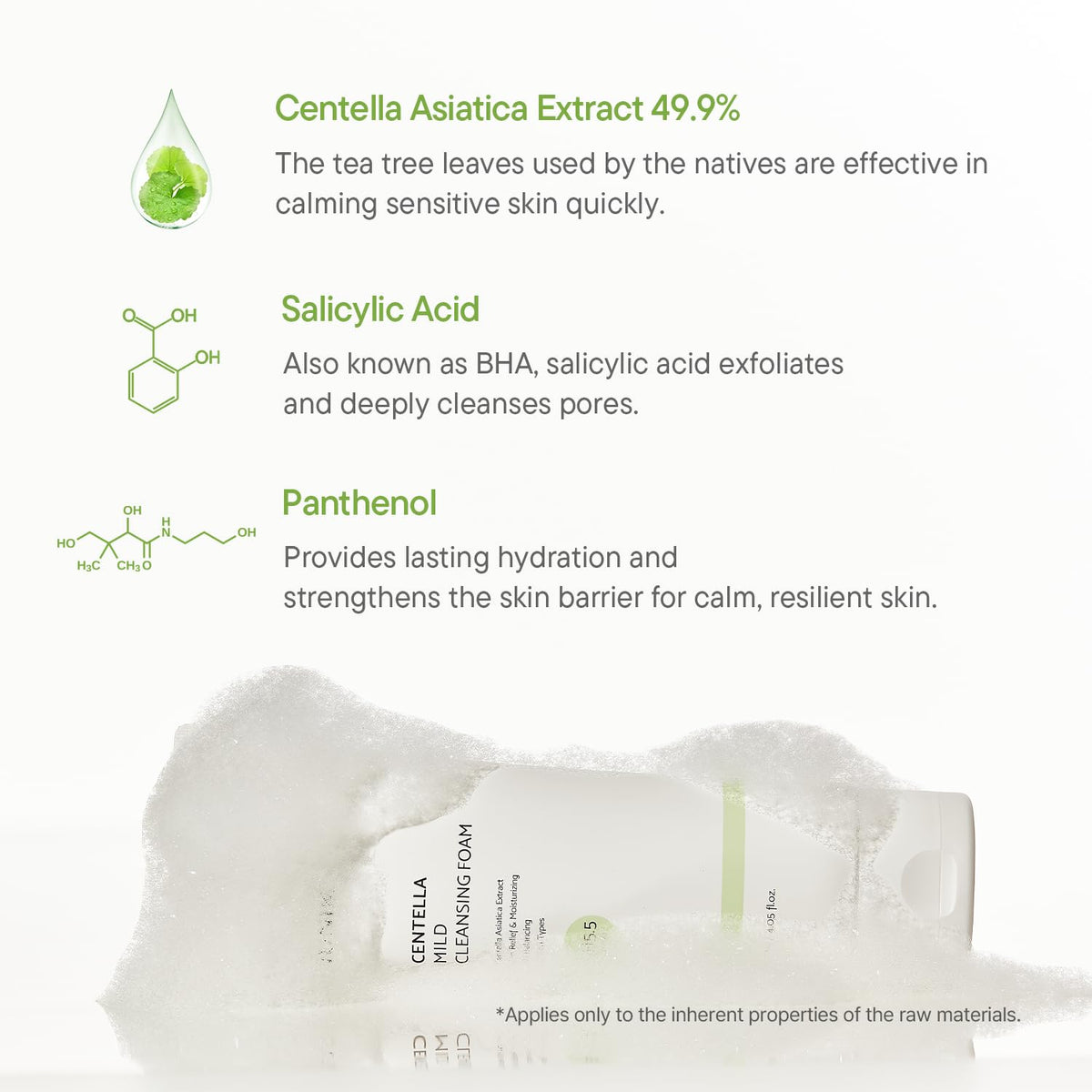 Centella Mild Cleansing Foam - Low Ph Soothing Cleanser 4.05 Fl Oz