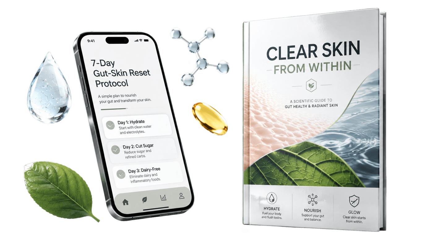 7-Day Gut-Skin Reset Checklist — phone and guide mockup